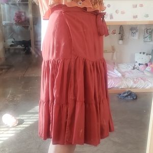 Boho Tiered Wrap Midi Skirt